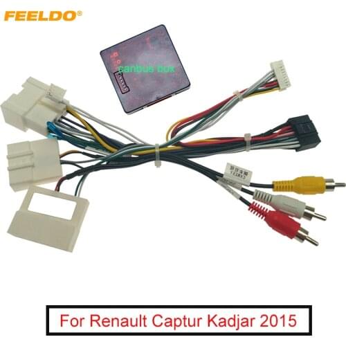 FEELDO Car Audio 16PIN DVD Player Power Calbe Adapter With Canbus Box For Renault Captur Kadjar 2015 Stereo Plug Wiring Harness