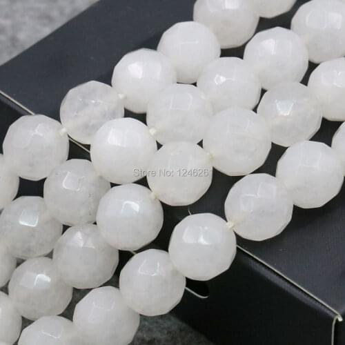 4mm 8mm 10mm Natural White Chalcedony Ornaments Crafts Loose Faceted Beads Natural Stone DIY Beads Jewelry 15inch Handmade Gifts