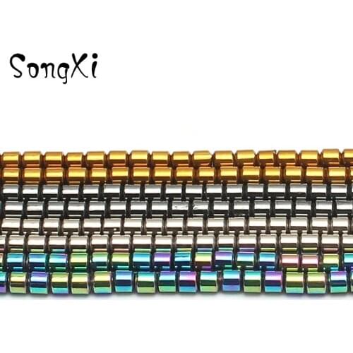 2*2mm Wholesale Column Shape Multicolor Hematite Loose Beads for Jewelry Making Natural Stone Bead Diy Necklace Bracelet 15