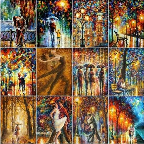 CraftArtGo 5D DIY Diamond Embroidery Night street Full Square Round Rhinestone Mosaic Painting Cross Stitch Flowers Diamond Kit