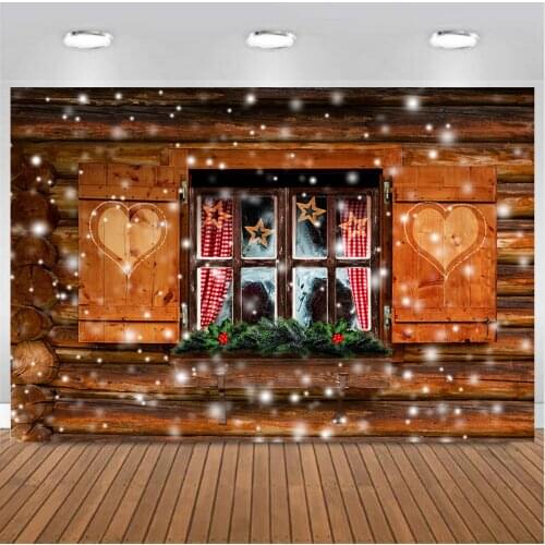 Christmas Backdrop Wooden house Light Winter Snowflake Gift Photography Background Photo Studio Photophone Photozone