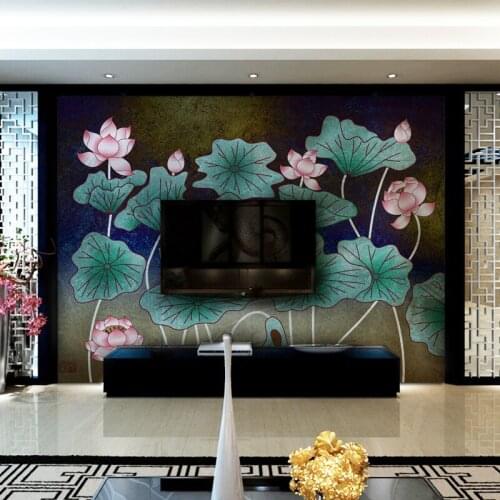 Beibehang papel de parede para quarto Bright lotus Southeast Asia Thai restaurant style mural wallpaper