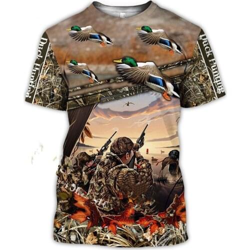 Camouflage Hunting Wild Duck Animal 3D Print T-Shirt Tops Summer Fashion Casual Mens t shirts Short sleeve round neck Tees