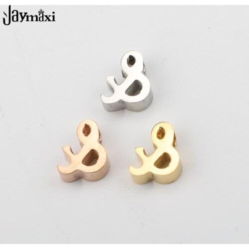Jaymaxi 1.8mm Symbol Small Hole Beads Stainless Steel Mirror Polished 7x8mm DIY Charm for Jewelry Hand Made 20pieces/lot