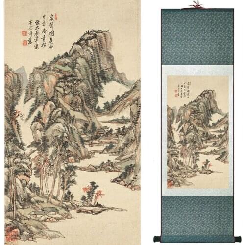 Mountain and River painting Chinese scroll painting landscape art painting Chinese traditional painting 18101910