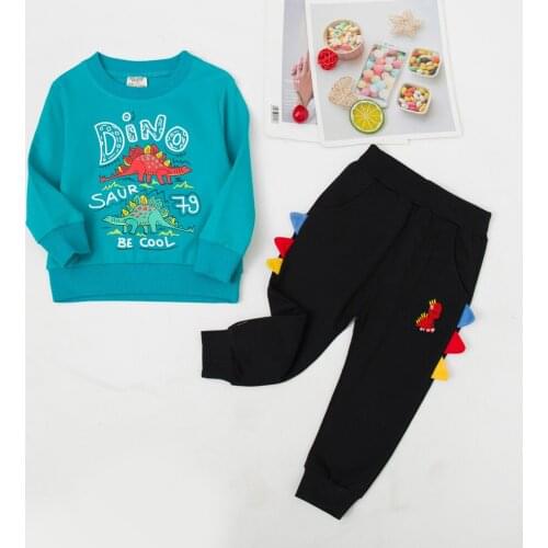1-6 Years Toddler Kid Baby Boys Clothes Set Spring Autumn Dinosaur Long Sleeve Sweatshirt+Pants Boys Outfits Childrens Clothing