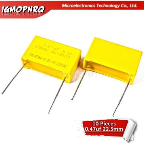 10pcs 470nF capacitor X2 capacitor 275VAC Pitch 22.5mm 0.47uF X2 Polypropylene film capacitor