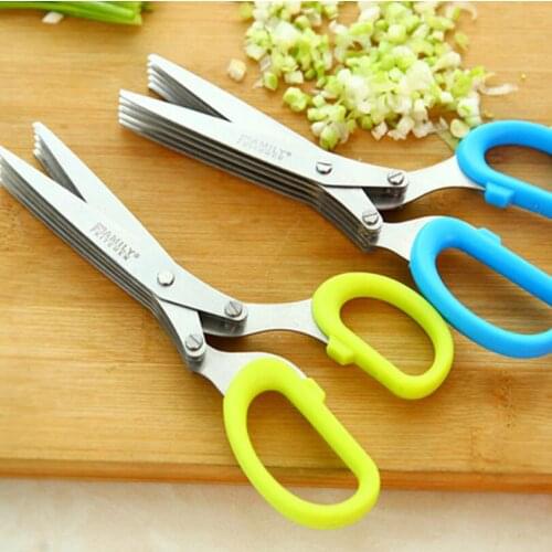 Kitchen 5 Blades Shear with Cleaning Comb for Herb Scallion Paper Creative Kitchen Scissors Tool LX1800