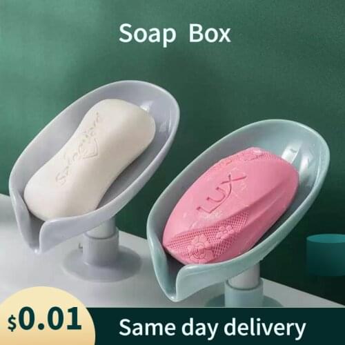 New Style Soap Box Creative Leaf Soap Box Creative Leaf Suction Cup Soap Box Free Perforation Standing Drain Toilet Soap Holder