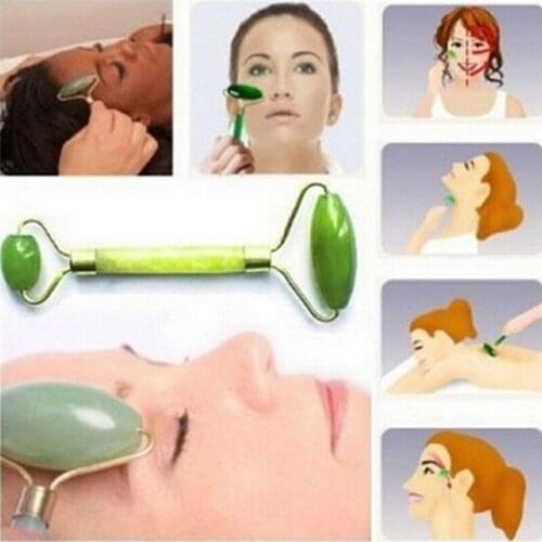 Multi Style 2 in 1 Green Roller Gua Sha Tools Set By Natural Jade Scraper Massager with Stones for Face Neck Back And Jawline