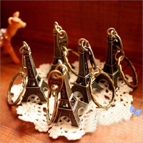 New 1 PC Paris Eiffel Tower Key Chain Bag Pendant Retro 5cm Eiffel Tower Keychain Charm Party Gift Jewelry 3052