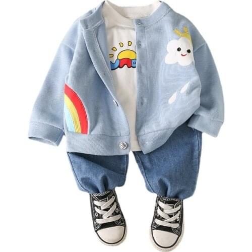 New Spring Baby Girl Clothes Children Boys Fashion Jacket T-Shirt Pants 3Pcs/Sets Autumn Toddler Cotton Clothing Kids Sportswear