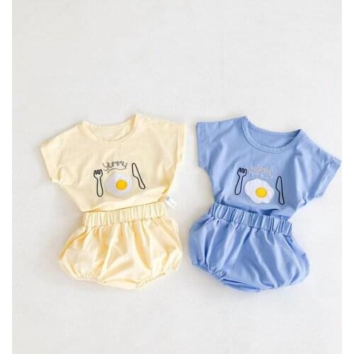 Angoubebe 212S87 New arrival baby summer fried egg print sets