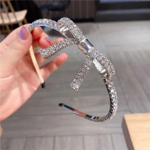 Fashion Korean style bow Rhinestone hairband Women Girls Fashion Sexy Simple crystal Hair Hoop headwear Hair Accessories