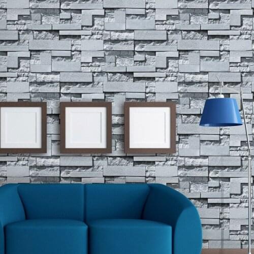 Modern Stacked brick 3d stone wallpaper roll grey brick wallpaper wall background wallpaper for living room pvc vinyl wall paper
