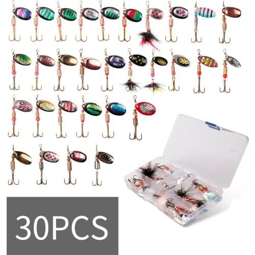 30pcs Fishing Lure Baits Colorful Fishing Lure Baits Set with Treble Hook Tackle Accessory for Outdoors