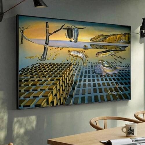 Salvador Dali Surrealism Abstract Horologium Canvas Painting Art Picture On Wall Art Poster And Prints Fabric For Living Room