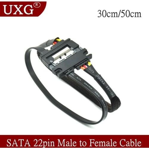 SATA 22 Pin Male To Female Sata Extension Cable SATA 3 III 6Gb/s 22 Pin Male to Female 7+15 Pin SATA Data HDD Power
