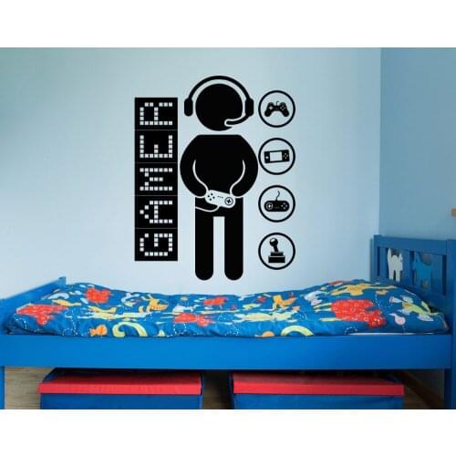 Removable Game Controllers Gaming Vinyl Wall Sticker Video Game Boys Children Room Decor Sticker Gamer boys Wall Decal M-104