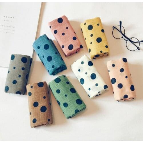 Korean Style Baby Girls Cotton Linen Scarf Polka Dot Boys and Girls Thin Baby Scarves