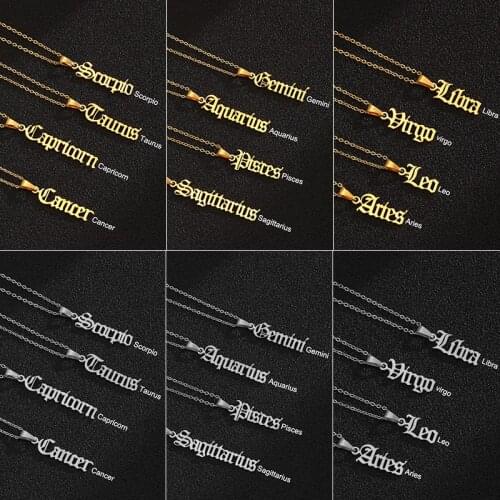 Sagittarius Pisces Aries Cancer Constellation Necklace Zodiac Libra Taurus Virgo Gemini Scorpio Leo Capricorn Aquarius