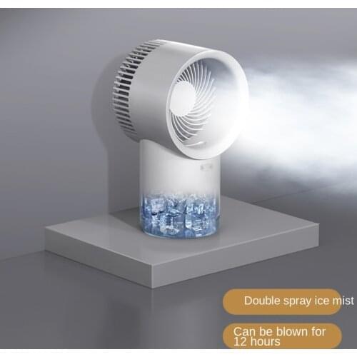 Luminous Pivoting Refrigerated Air Conditioning Fan High Air Flow 8m Cool Ice Fog Mini Household Cooler Dormitory Portable Fan