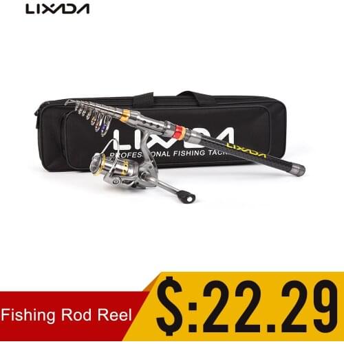 Lixada Telescopic Fishing Rod Reel combo Set Carbon Fiber Fishing Rod Pole + Spinning Reel + Fishing Bag for vara de pesca