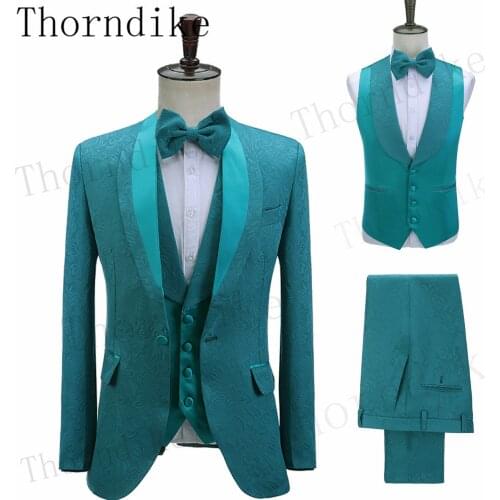 Thorndike ( Jacket + Vest + Pants ) High-End Brand Business Mens Slim Suit Groom Wedding Dress Tuxedo Banquet Clubmen T1267