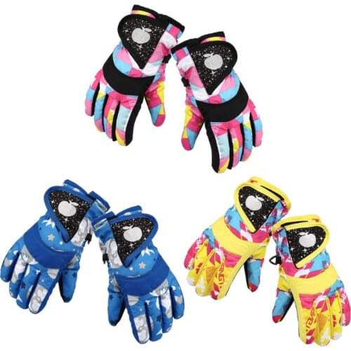 Waterproof Winter Skiing Snowboarding Gloves Warm Mittens For Kids Full-Finger Gloves Strap for Sports, Skiing, Cycling