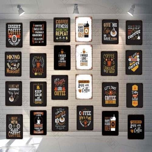 INSERT COFFEE Fitness Vintage Metal Signs Shabby Chic Wall Cafe Shop Home Art Kitchen Bar Restaurant Wall Decoration 30X20CM