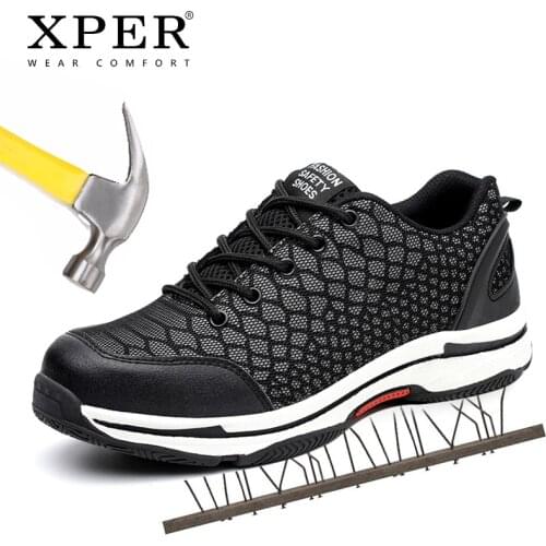 XPER Men Work Safety Shoes Casual Reflective Light at Night Sneakers Women Non-slip Boots Security Protection Footwear #XP071