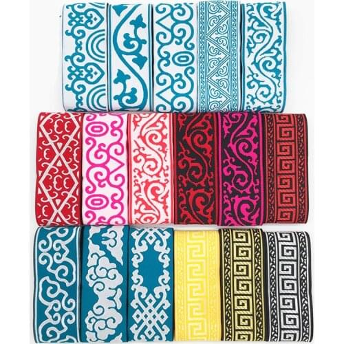 HOT Mixed Guofeng Xiangyun Design 50MMX8YD Handmade Woven Jacquard Ribbon Trims For Curtains Less Clothes and Bags Accessory