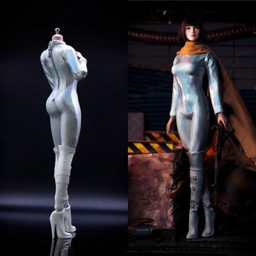 1/6 Female Silver Tights Jumpsuit Soldier Clothes Accessories Fit 12'' Action Figure Body