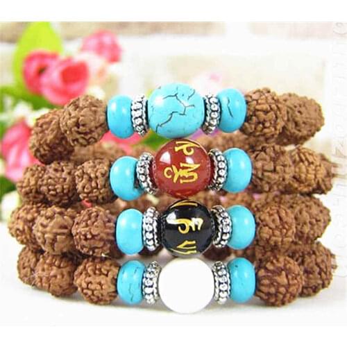 10PCS Mix Wholesale Rudraksha Bodhi Seeds Beaded Bracelets Tibetan Mantras Beads Free Shipping BB-061