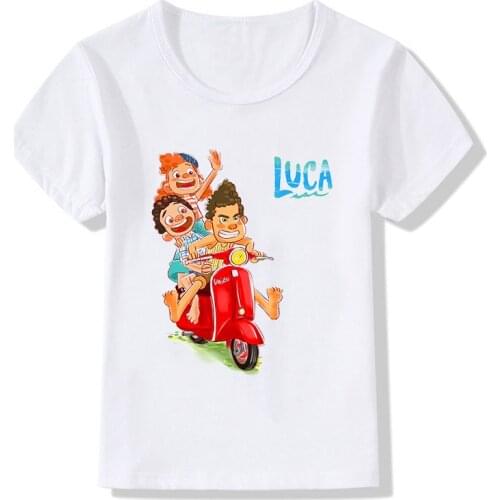 2021 Kids Luca T-shirt Boys Disney Cartoon Tops Cute Baby Modal Tees Summer Clothes Toddler Fashion T Shirt Children Costume