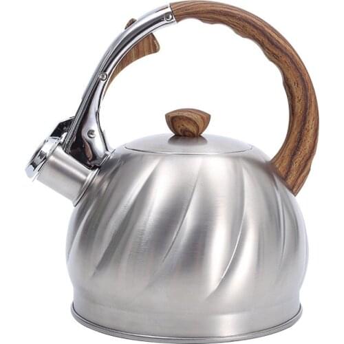 2L Stainless Steel Whistle Teapot Gas Stove Induction Cooker with Whistle Water Coffee Pot with Heat Insulation Handle