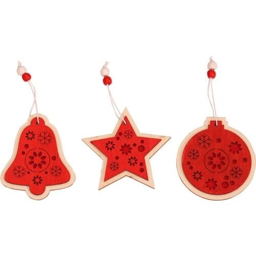 12pcs/box Wood Christmas Ornaments Pendants Hanging Gifts Xmas Tree Decor Home Wedding Decoration Christmas Tree Decorations