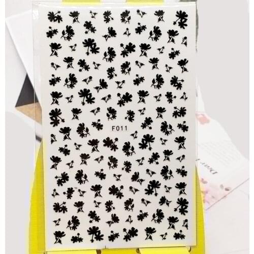 3D Stickers for Nails Black beautiful flowers Designs Nail Art Decorations Foil Decals Wraps Manicure Accessories Decoraciones