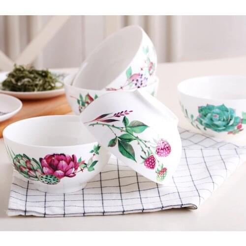 6inch, bone china bowls for food, succulent design, porcelain ice cream bowl, morning cereal bowl, kitchen snack bowl, ramen