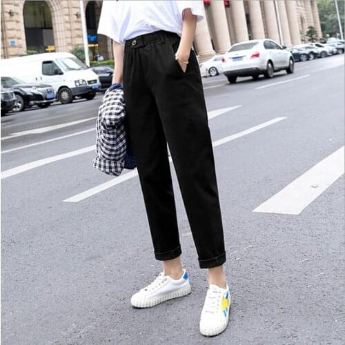 Spring Casual Pants Womens Pants 2021 New Spring Mid-Waist Loose Nine-Point Harem Pants Plus Size Womens Trousers