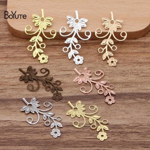 BoYuTe (100 Pieces/Lot) 22*40MM Metal Brass Stamping Flower Findings Diy Hand Made Jewelry Accessories Parts