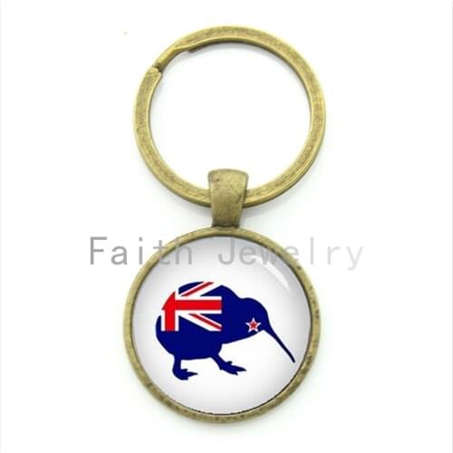 New Zealand kiwi key chain charming navy blue kiwi bird with New Zealand flag pattern symbol bird keychain gift KC468
