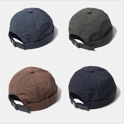 Quick Dry Adjustable Outdoor Waterproof Men Melon Cap Solid Color Spring Autumn Unisex Brimless Beanie Skull Cap