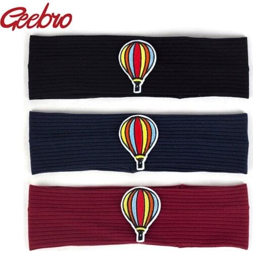 Geebro Summer Baby Girls Balloon Patch Cotton Headbands Soft Elastic Ribbed Hairbands for Kids Childs Hair Bands Accessories