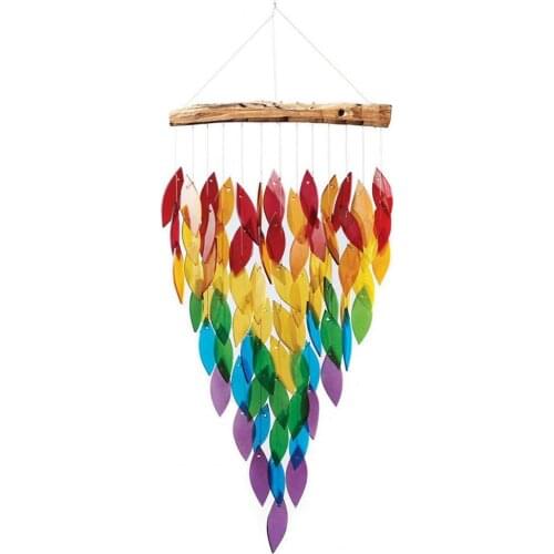 Wind Chime Colorful Leaves Shape Hanging Ornaments Resin Indoor Outdoor Garden Dream Catcher for Home Windows Decorations