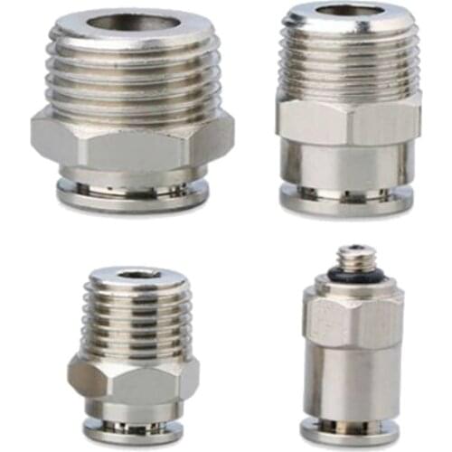 Brass Nickel Plated Pneumatic Air Push In Quick Fitting Male Connector 4 mm 6mm 8mm 10mm 12mm OD * M5 1/8" 1/4" 3/8" 1/2" BSP