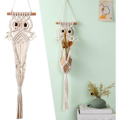 Owl Macrame Wall Hanging Art Decor, Bohemian Wall Tapestry Handmade Woven Owls Dream Catchers Wall Hanging Decoration