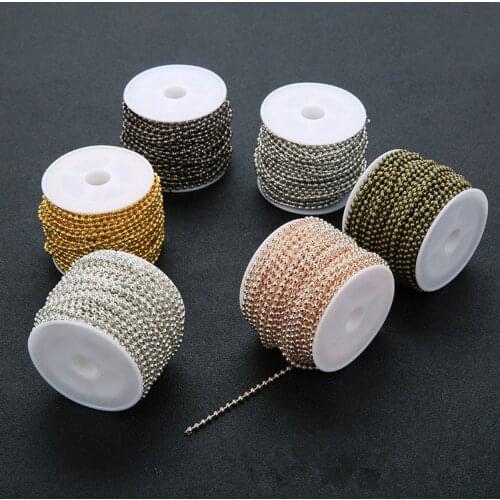 10Meters 1.5mm/2mm/2.4mm Gold Silver Color Iron Metal Ball Bead Chain For Jewelry Making DIY Crafts Findings Supplies