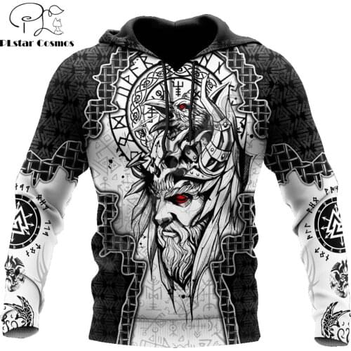 Viking Odin Raven Tattoo 3D All Over Printed Men autumn Hoodie Unisex Casual zipper hoodies Streetwear Jacket Tracksuits DK278