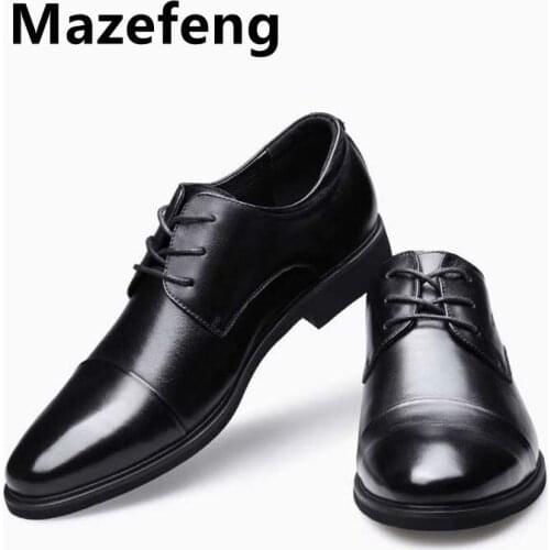 Mazefeng Big Size 38- 48 New Men Dress Shoes casual Gentlemen Split Leather Shoes Formal Shoes Business Style Slip On Men Shoes